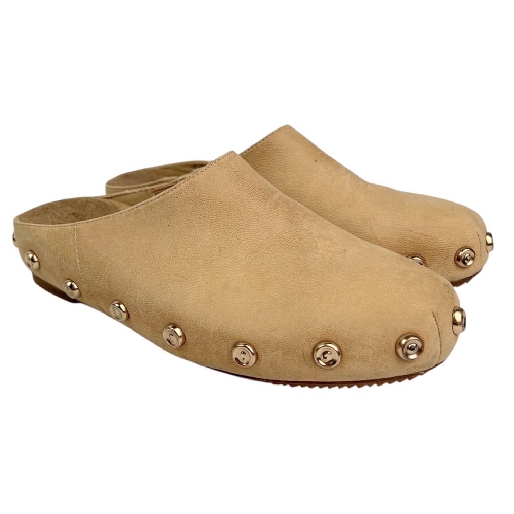 Kelsi Dagger Beige Suede Studded Mules